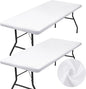 homing 2 Pack Rectangle Table Cloth, Elastic Fitted Fabric Tablecloth Fits for 6 Foot Folding Tables, Washable Table Cover for Picnic, Camping, Indoor & Outdoor (White, 30" x 72")