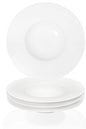 Ceramic Wide Rimmed Soup Plate, Soup Bowl 8 oz, Pasta Bowl Set of 4, White Shallow Bowl Plate with Rim, Best choice for high-end restaurants, hotels, and foodies, 9.6 Inch