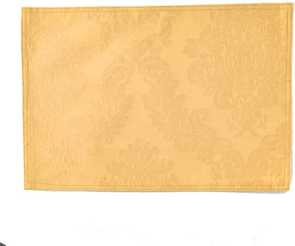 Place Mats Set of 8 – Rectangle Rectangular Waterproof Fabric Polyester Cloth Washable Wipeable Heat Resistant Placemats for Kitchen Dining Dinner Table Indoor 13 X 19 Inch Gold