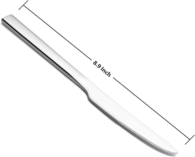 E-far Dinner Knives Set of 12, 8.9 Inch Stainless Steel Serrated Steak Butter - Image 2