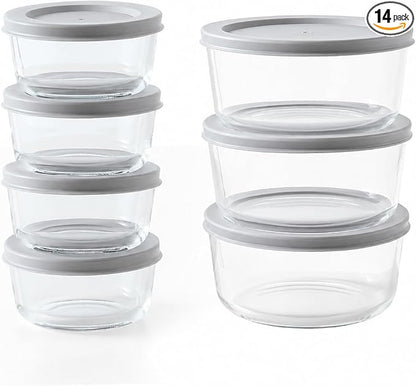 14-Piece Glass Food Storage Containers Set | 1-Cup & 4-Cup, Leakproof | by DuraLiving