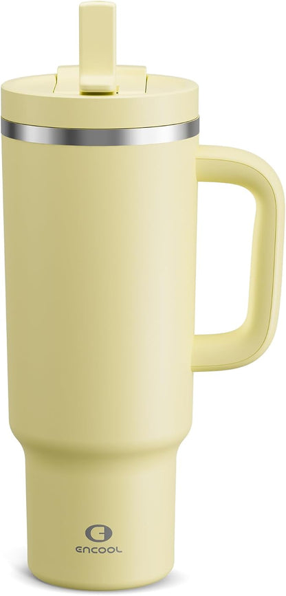 ENCOOL 40 oz Tumbler with Handle and Straw: Stainless Steel Insulated Tumbler by ENCOOL