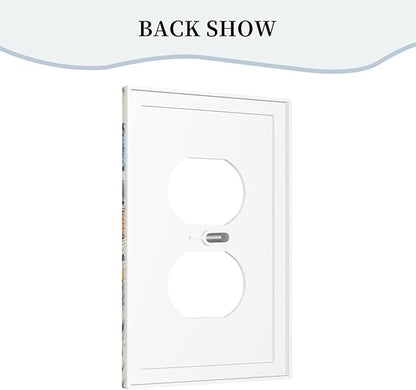 Outlet Covers Vintage Colorful Floral Butterfly Flowers 1 Gang Duplex Light Switch Cover Plate Decorative Wall Plates Electrical Switchplate Receptacle for Bathroom Bedroom Decor（2 Pack）