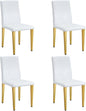White Dining Chairs Set of 4,Faux Leather with Gold Metal Legs,Armless Kitchen Room Chairs Set of 4,Max Load 300 Lbs,High Back Modern Design for Home Kitchen Living Room Bedroom