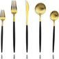 JASHII Luxury Black Gold Flatware, Silverware Sets, 20-piece Elegant Cute 18/10 Stainless Steel Silverware Set for Eating Home Kitchen Hotel Restaurant, Service Sets for 4 People, Dishwasher Safe