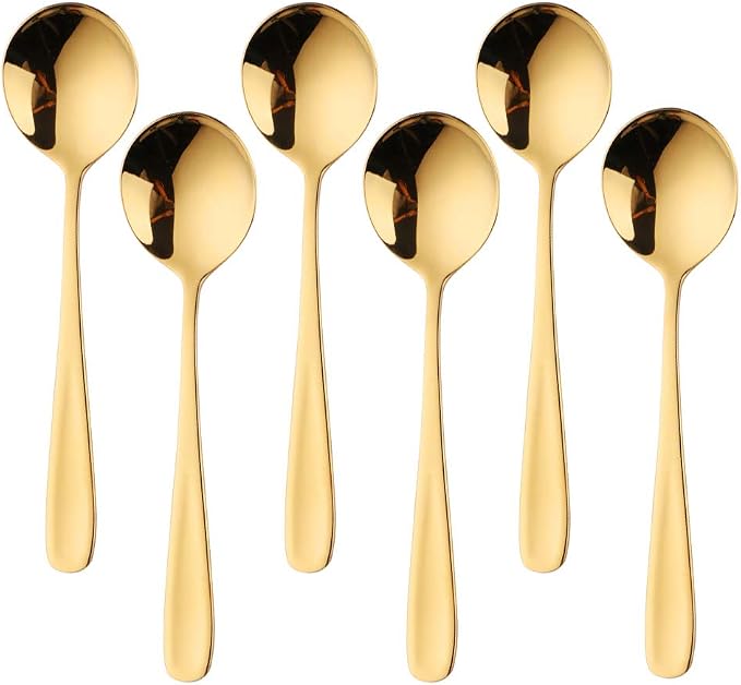 Buyer Star Bouillon Spoon Sets, 7-Inch Round Soup Spoons, Stainless Steel by BuyerStar
