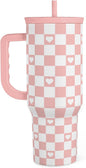 40oz Checkered and Heart Tumbler by SANDJEST