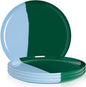 Thomas Fuchs Creative 1/2 & 1/2 Melamine Side Plates Set of 4, Chip and Break-Resistant, Durable Salad Plates, Kid-Friendly Dessert Plates for Indoor and Outdoor, Dishwasher Safe, Green/Sky Blue