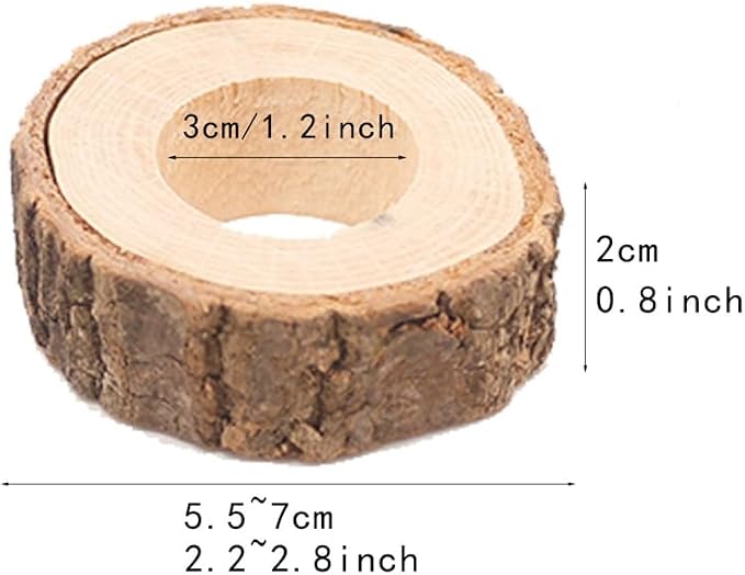 20PCS Rustic Wooden Napkin Rings, Handmade Creative Napkin Round Holder - Image 2