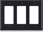 ELEGRP 3-Gang Decorative Wall Plates, Standard Size 4.53" H x 6.39" L Unbreakable Thermoplastic Faceplate Cover for Decorator Receptacle Outlet Switch, UL Listed (1 Pack, Glossy Black)