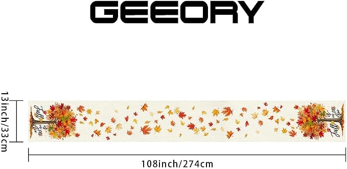 Fall Table Runner 13 x 108 Inch, Maple Leaves Autumn Farmhouse Decor - Image 2