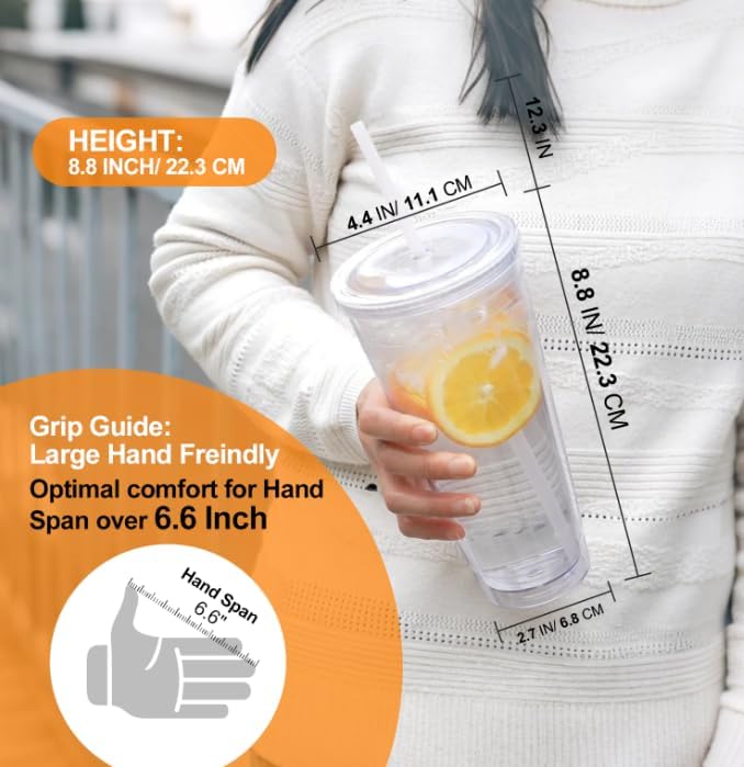 Zukro Clear Double Wall Plastic Tumbler - Image 3