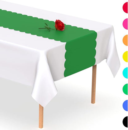 Green Scallop Table Runner, Disposable Plastic, 5 Pack - Image 7