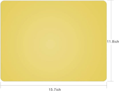 Silicone Placemats, Food-Grade Non-Slip Waterproof, Dining, Stain Resistant, Countertop Protector, Kitchen Counter Mat, Heat Resistant, Baking mat Dishwasher Safe (15.7x11.8Inch-4pack, Yellow)
