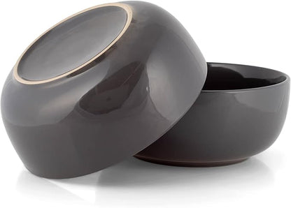Elanze Designs Bistro Glossy Ceramic 8.5 inch Large Serving Bowls Set of 2 - Perfect for Multiple Everyday Uses: Pasta, Salad, Ramen, Soup, Popcorn, Noodles, Cereal and Mixing Bowls, Charcoal Grey