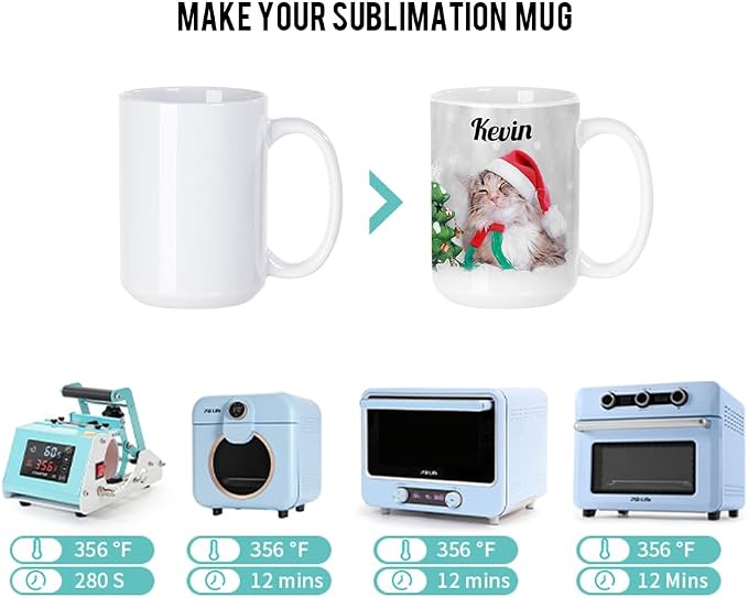 PYD Life 8 Pack Sublimation Mugs Blanks 15 OZ White Ceramic Photo Cups | Coffee - Image 5