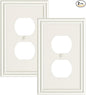 2-Pack Duplex Outlet Cover, Durable Solid Zinc Alloy Decorative Switch Plates and Outlet Covers, Light Almond Wall Plates for Electrical Outlets, 1 Gang Receptacle Cover, Corrosion Resistant
