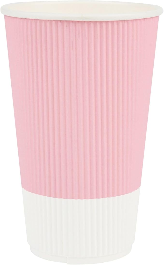 Restaurantware 16 Ounce Ripple Wall Disposable Coffee Cups, 500 Insulated Light - Image 2