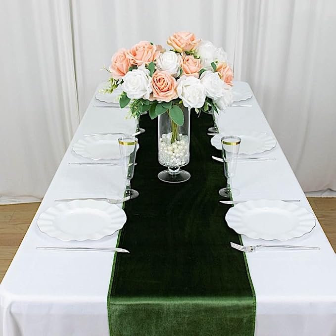 Balsa Circle 10 pcs 12x108-Inch Olive Green Premium Velvet Table Runners - Image 2