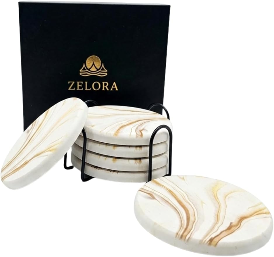 Absorbent Stone Coasters Set of 6 by Unknown
