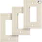 Henne Bery Modern Edge Decorative Wall Plate Switch Plate Outlet Cover, Durable Solid Zinc Alloy (Single Decorator 3PK, Light Almond)