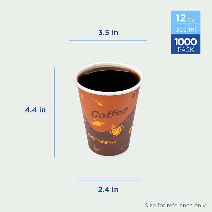 Karat 12 oz Paper Hot Coffee Cups Disposable, Leak-Resistant Double Poly-Lined - Image 3