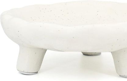 Three-Legs Ceramic Decorative Bowl- 8" Small White Footed Fruit Bowl for Kitchen Counter, Entryway &Table Home Décor,Multi-Purpose Footed Centerpiece Bowl for Candy,Breads,candles, trinkets or key