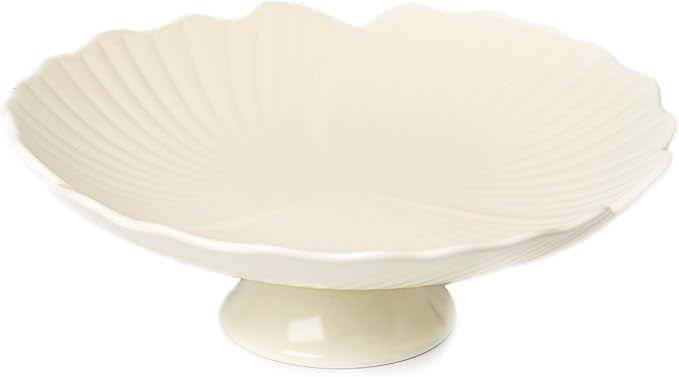 Ceramic Fruit Bowl for Kitchen Counter, Decorative bowl, Pedestal bowl, Footed bowl, Modern fruit bowl, Large fruit bowl, Decorative bowls for home décor, White fruit bowl, 10.5 ""