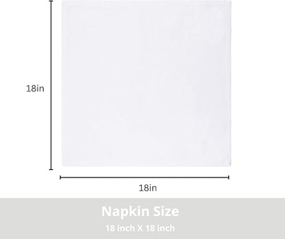 PurpleEssences Set of 6 Cloth Dinner Napkins 100% Cotton 18x18 Inch - Soft Durable Washable - Ideal for Farmhouse Party Fall Thanksgiving - Perfect Everyday Use Table Linen - White