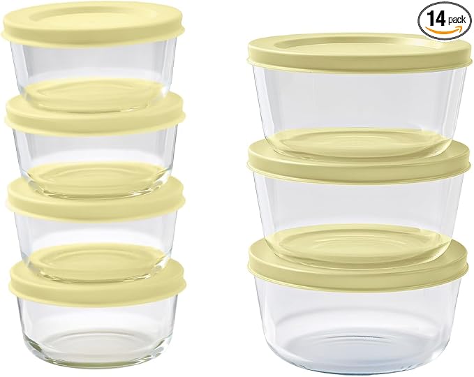 14-Piece Glass Food Storage Containers Set | 1-Cup & 2-Cup, Leakproof | by DuraLiving