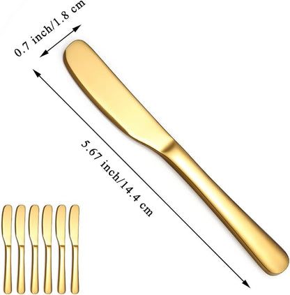 Berglander Butter Knife Spreader 6 Pieces 5.6", Stainless Steel Gold Butter - Image 2