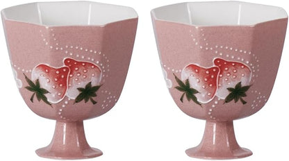 KAMMAK Tea Cup Set of 2 Small Tea Cups 2oz Red Porcelain Tea Cup Set, Asian by KAMMAK