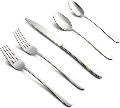 Silverware Set for 4,20 Pieces Forged Stainless Steel Flatware Set Cutlery Set,Heavy Duty and Modern Desgin,Fancy Tableware Cutlery Set for Home,Restaurant (Silver 20)