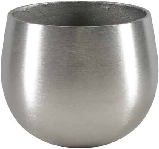 Serene Spaces Living Silver Aluminum Bowl, Decorative Bowl for Flowers, Potpourri, Catchall for Entryway, Dining Table Centerpiece, Home Décor, 6.5" Diameter & 5" Tall, Pack of 1