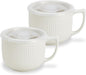 Ceramic Soup Bowl with Handle & Lid, 32oz Microwave Ramen Bowl Set of 2 | White by Hoilse