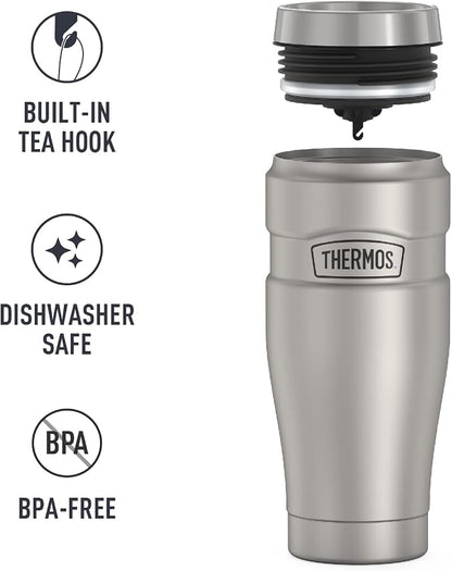 THERMOS Stainless King Travel Tumbler, 16 Ounce, Vacuum-Insulated | Matte Steel - Image 5