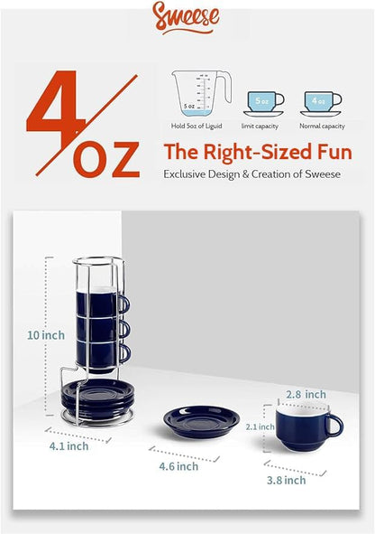 Sweese 4 Ounce Porcelain Stackable Espresso Cups - Image 6