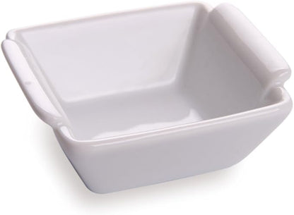 Restaurantware 1 Ounce Soy Sauce Dishes 10 Lipped Dipping Bowls - Built-In Handles Stain-Resistant White Porcelain Mini Bowls Dishwasher-Safe For Appetizers And Condiments