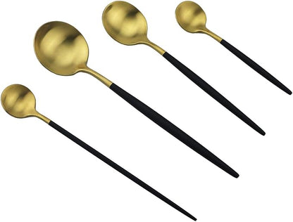 Black Gold Flatware, Royal 4 Piece Matte Black Handle 18/10 Stainless Steel - Image 4