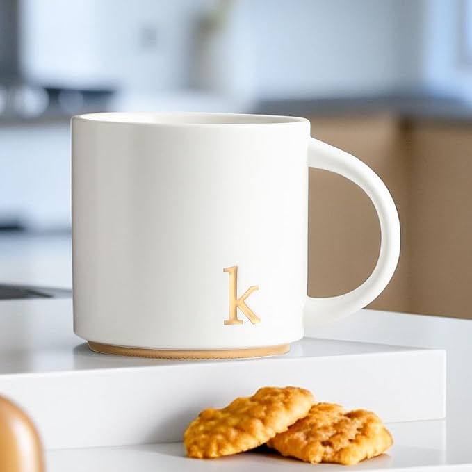 COLLECTIVE HOME Ceramic Coffee Mug, 15 oz Monogram Cup - Image 5
