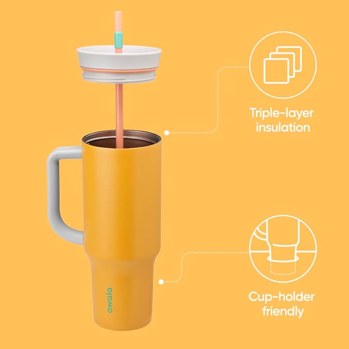 Owala Tumbler Stainless Steel Water Bottle 40 oz Tropical | 2-in-1 Sip-or-Swig - Image 2