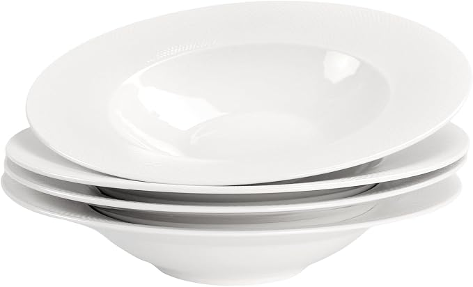 Soup Bowls, Pasta Bowls Plates, Embossed Porcelain Wide Rim Bowls, 6 oz by Jinsongdafa