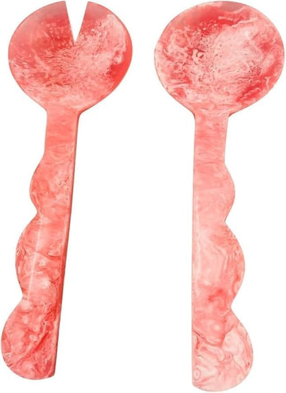 SS Craft Marbled Resin Salad Server Set – Lightweight Serving Spoon & Fork by SSCraftsIndia
