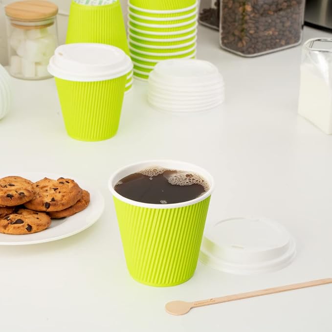 Restaurantware Ripple Wall Coffee Cups 500 Count 8 Ounce Insulated Eco Green - Image 7