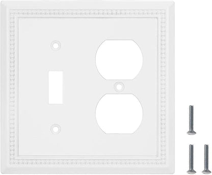 Henne Bery Sunken Pearls Heavy Duty Decorative Wall Plate Switch Plate Outlet Cover (Toggle/Duplex, White)