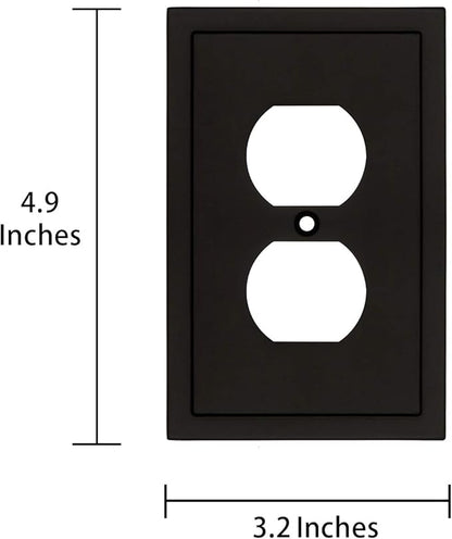 Henne Bery Modern Edge Decorative Wall Plate Switch Plate Outlet Cover, Durable Solid Zinc Alloy (Single Duplex 2PK, Matte Black)