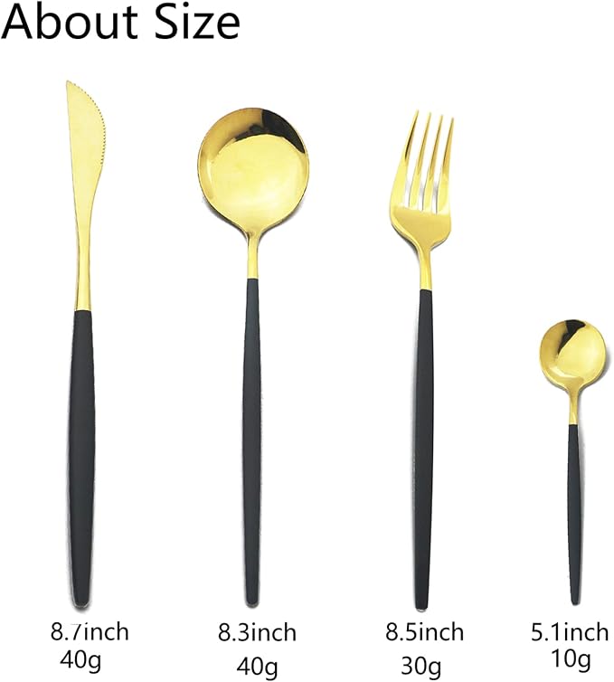 JASHII Flatware Serving Set 24 Piece, Stainless Steel Silverware Set, Titanium - Image 3