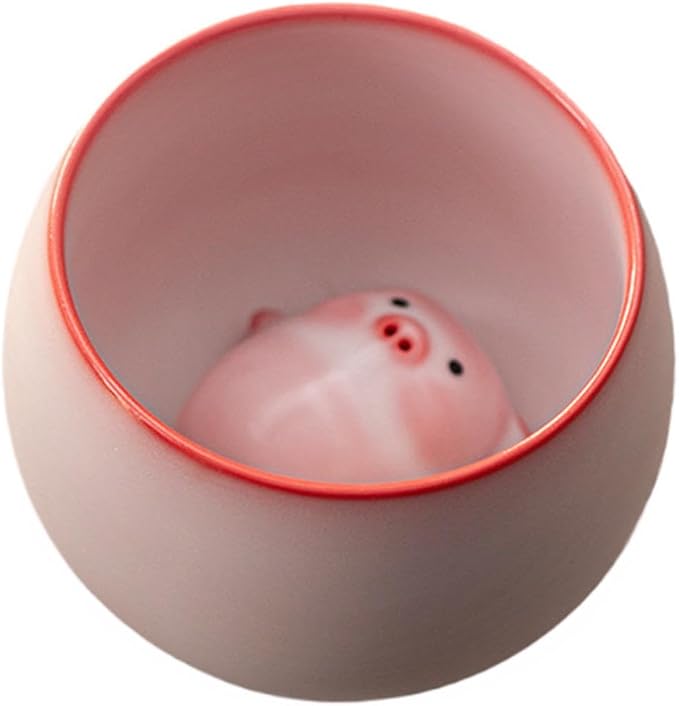 Ceramic Tea Cup and Piggy Miniature Figurine Traditional Porcelain Teacup - Image 6