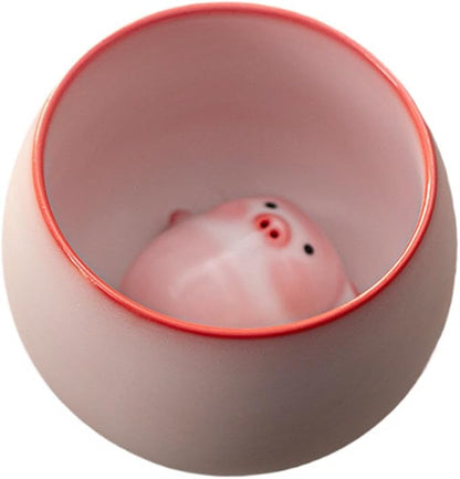 Ceramic Tea Cup and Piggy Miniature Figurine Traditional Porcelain Teacup - Image 6