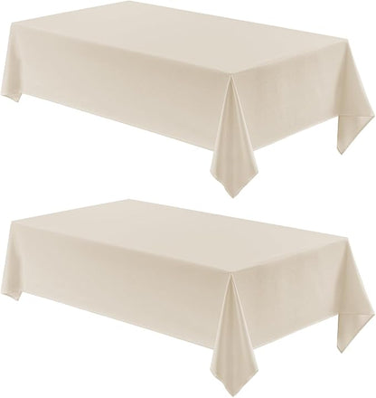 2 Pack Rectangle Tablecloth, 60x104 inch, Water Resistant Wrinkle Free Linen Textured Table Cloth Washable, Decorative Fabric Table Cover for Dining, Party and Camping, Beige